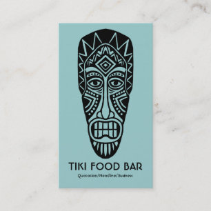 Cartão De Visita Máscara de Tiki - Verde Azul em Branco