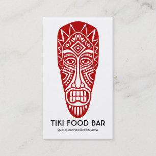 Cartão De Visita Máscara Tiki - Vermelho Rubi sobre Branco