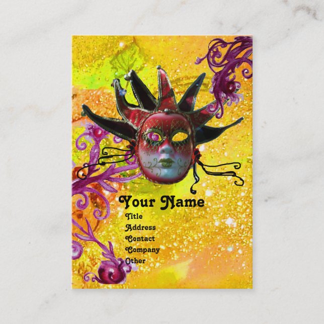 Cartão De Visita MASCARADA DE MÁSCARA DE JESTER VERMELHO PRETO - Am (Frente)
