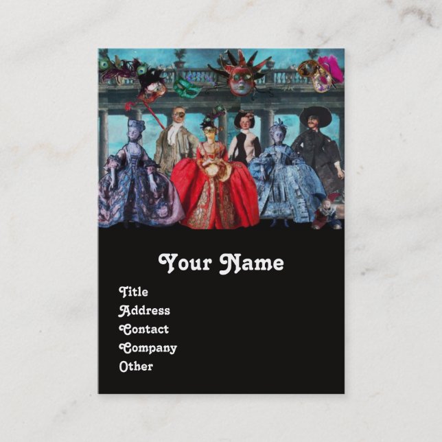 CARTÃO DE VISITA MÁSCARAS DE MASCARADA DE BOMBAS ANTIGAS ITALIANAS, (Frente)