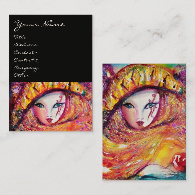 Cartão De Visita MÁSCARO AMARELO / Artes de Execução,Designer de Fi (Frente/Verso)