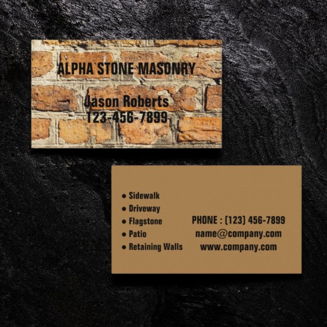 Cartão De Visita Mason Contractor Stone Paver Paving Stone Masonry (Mason Contractor Stone Paver Paving Stone Masonry Business Card)