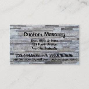 Cartão De Visita Masonry Brick, Block Stone Custom Business 