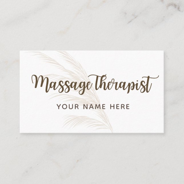 Cartão De Visita Massage Therapist Boho Calliografia Simples Mínima (Frente)