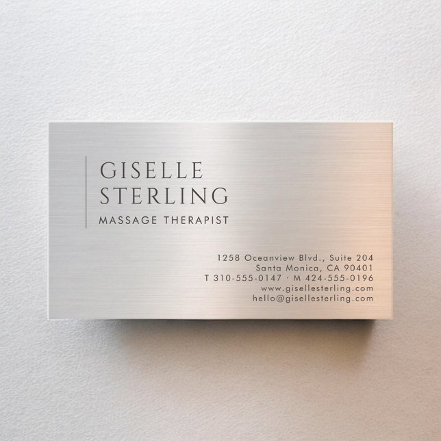 Cartão De Visita Massage Therapist Brushed Metal (Criador carregado)