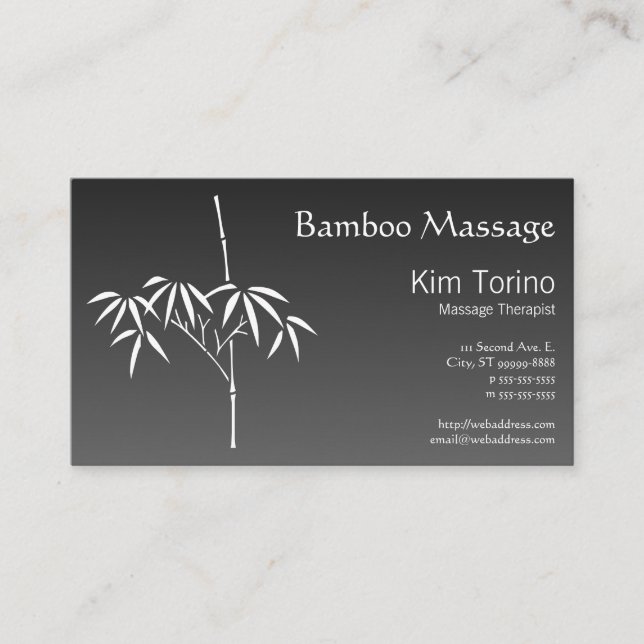 Cartão De Visita Massage Therapist Japonês - Gradiente de Bambu (Frente)
