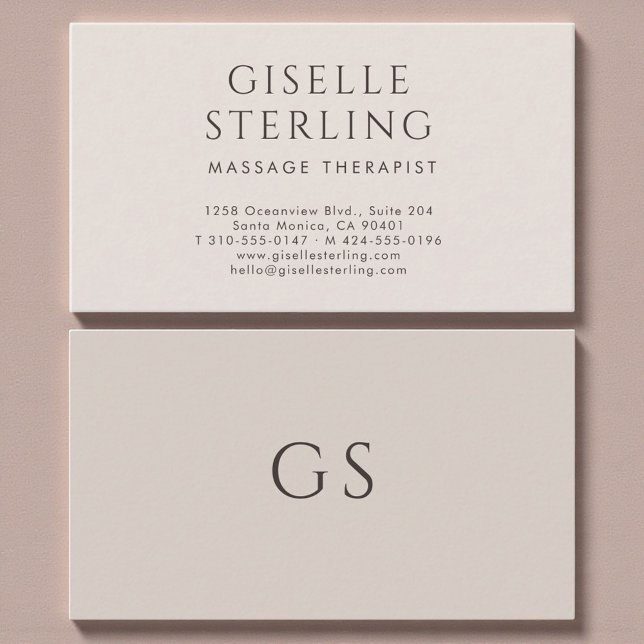 Cartão De Visita Massage Therapist Minimalist Luxury Neutral Modern (Criador carregado)
