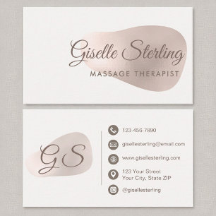 Cartão De Visita Massage Therapist Rosa Gold Foil Blush Beauty