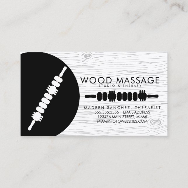 Cartão De Visita Massage Therapist Wood Therapist (Frente)