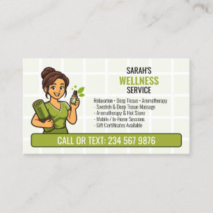 Cartão De Visita Massagem com Óleo Essencial Spa QR Garota Cartoon