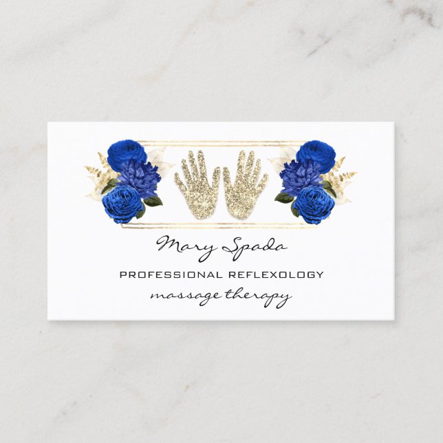 Cartão De Visita Massagem Reflexologia Reiki Manda Dourada QRCode W (Frente)