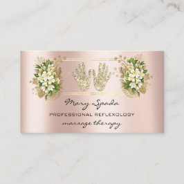 Cartão De Visita Massagem Reflexologia Reiki Mãos Código QR Rosa Do