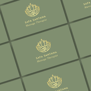 Cartão De Visita Massagem Terapêutica Sage Verde E Dourada Flor De