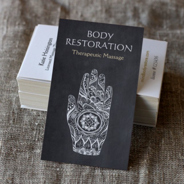 Cartão De Visita Massagem Terapista Henna Lotus Tattoo (Criador carregado)