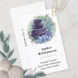 Cartão De Visita Massagem Terapista Salon Spa Stylist Zen Stones