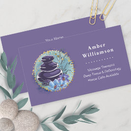 Cartão De Visita Massagem Terapista Salon Spa Stylist Zen Stones