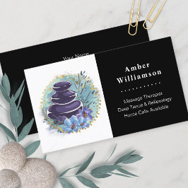 Cartão De Visita Massagem Terapista Salon Spa Stylist Zen Stones