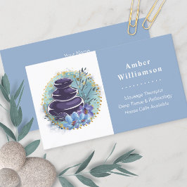 Cartão De Visita Massagem Terapista Salon Spa Stylist Zen Stones