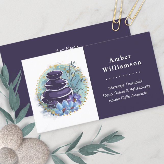 Cartão De Visita Massagem Terapista Salon Spa Stylist Zen Stones (Criador carregado)