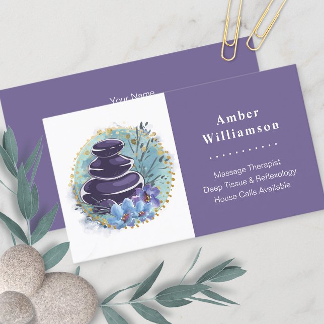 Cartão De Visita Massagem Terapista Salon Spa Stylist Zen Stones (Criador carregado)