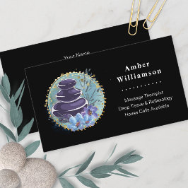 Cartão De Visita Massagem Terapista Salon Spa Stylist Zen Stones