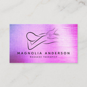 Cartão De Visita Massagem Terapista Silver Purple Ombre Foil