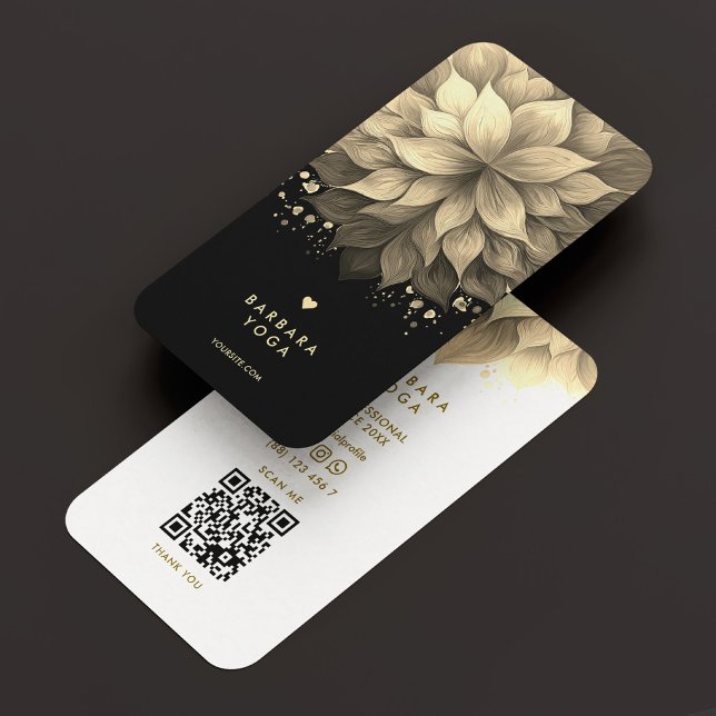 Cartão De Visita Massagem Terapista Spa Elegante Black White Lotus (Massage Therapist Spa Elegant Black White Lotus Business Card
)