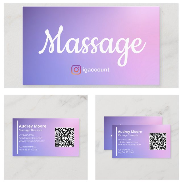 Cartão De Visita Massas Terapêutica Holística Wellness Código QR (Massage Therapist Holistic Wellness QR Code Business Card
)
