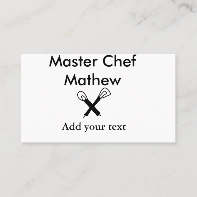 Cartão De Visita Master chef cozinha padaria cozinheira adiciona te (Frente)