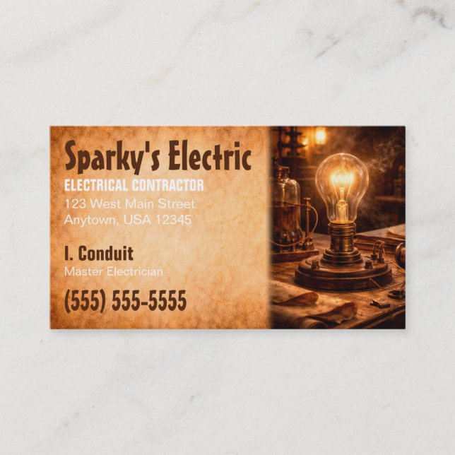 Cartão De Visita Master Electrician | Electrical Contractor (Frente)