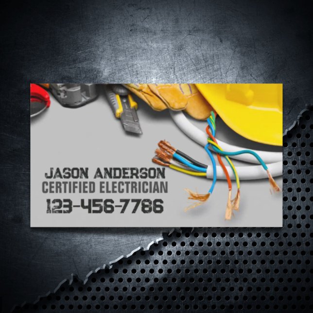 Cartão De Visita Material Eletrônico de Ferramentas de Contrato de  (Construction Repair Contractor Tools Electrician Business Card)
