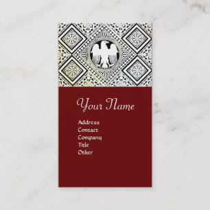 CARTÃO DE VISITA MÁTICAS ROMANAS ROMAN EAGLE DAMASK VERMELHAS PRET