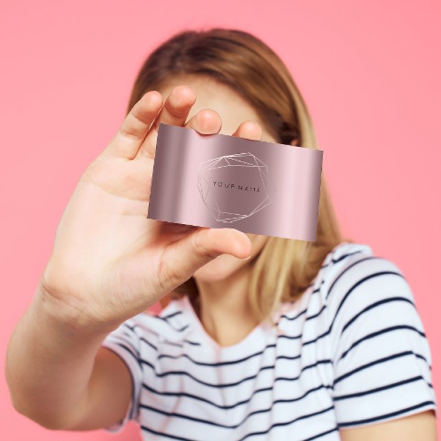 Cartão De Visita Mauve de EggPlant de Frame Poligonal de rosa Doura (Criador carregado)