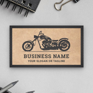 Cartão De Visita Mecânica de motocicletas Rustic Kraft Black
