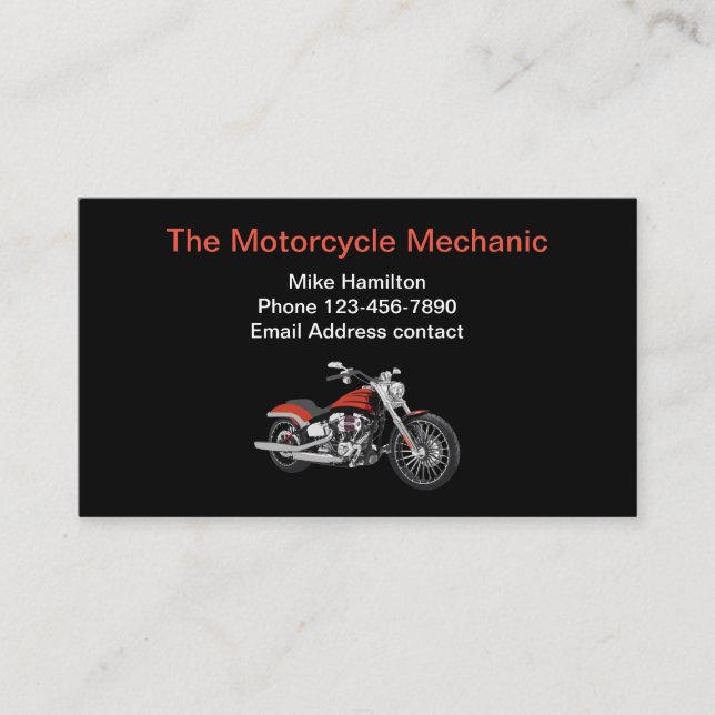 Cartão De Visita Mecânica de Motociclos Modernos legal (Frente)
