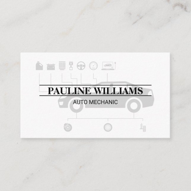 Cartão De Visita Mecânica | Engenheiro | Diagrama Automático (Frente)