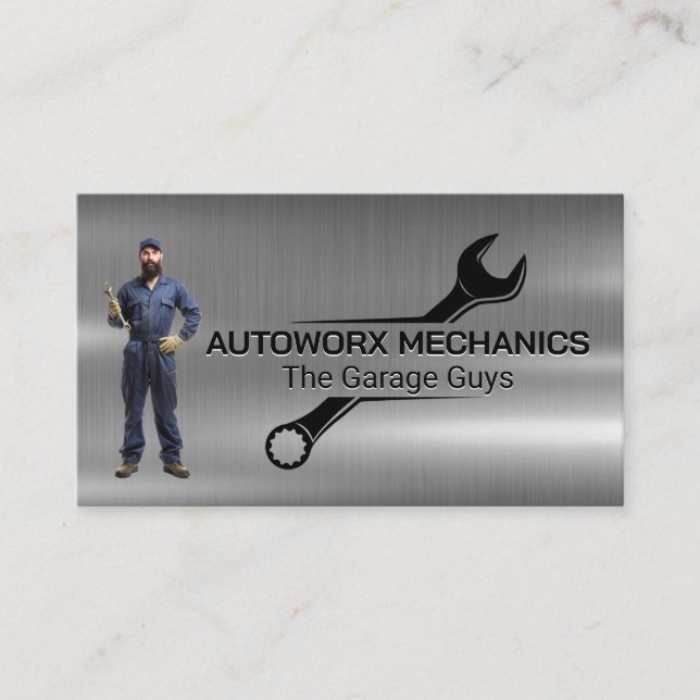 Cartão De Visita Mecânica Holding Wrench | Serviços Automáticos | M (Frente)