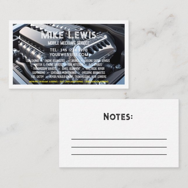 Cartão De Visita Mecânica móvel (Frente/Verso)