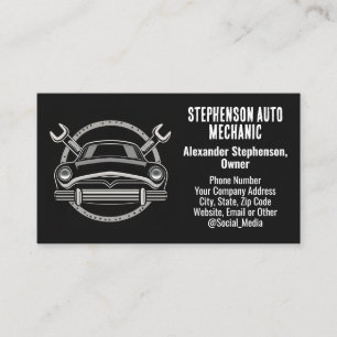 Cartão De Visita Mecânico automático do Carro vintage das Wrenches