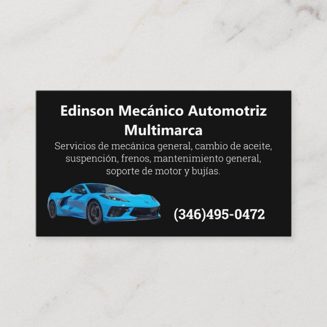 Cartão De Visita Mecánico Automotriz (Frente)