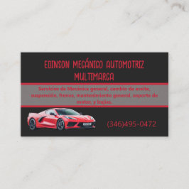 Cartão De Visita Mecánico Automotriz Tarjetas Rojo Negro