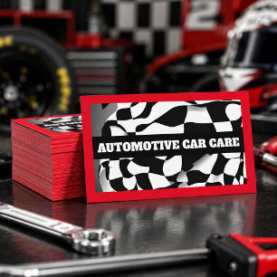 Cartão De Visita Mecânico de Carros Automotivos Bandeira Xadrez Ver