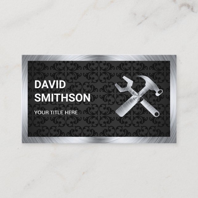 Cartão De Visita Mecânico de reparação automática de aço de mão pre (Frente)