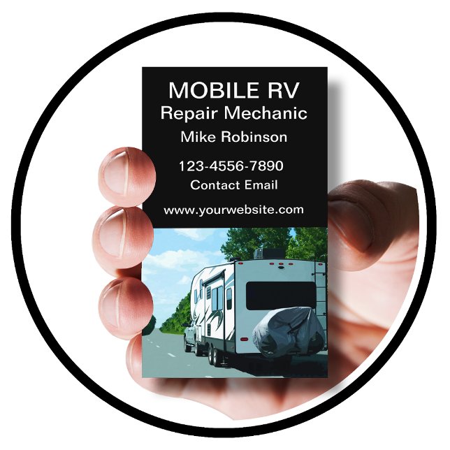 Cartão De Visita Mecânico de reparo de motohome do RV móvel (mobile rv repair)