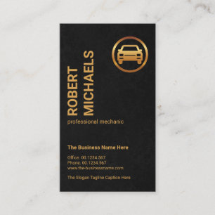 Cartão De Visita Mecânico do logotipo do carro Dourado de textura 