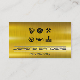 Cartão De Visita Mecânico Dourado metal Ferramentas Serviços