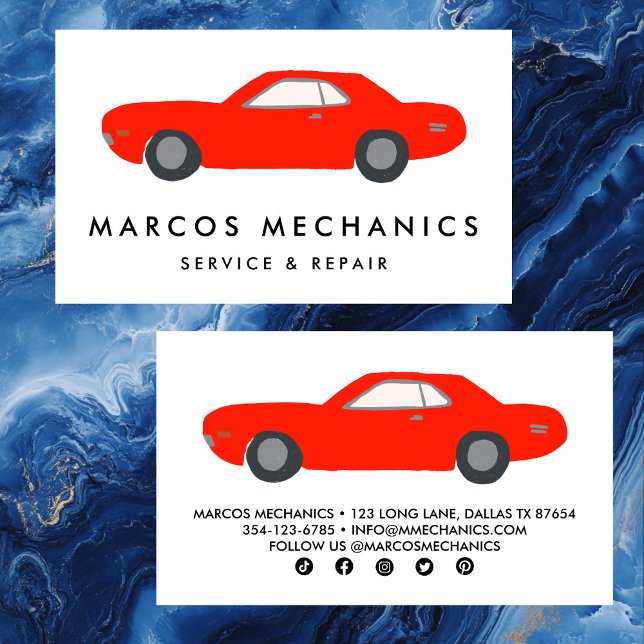 Cartão De Visita MECÂNICO Reparo de Automóveis Clássicos Automóvel  (MECHANIC Automobile Classic Car Auto Repair CUSTOM Business Card
)