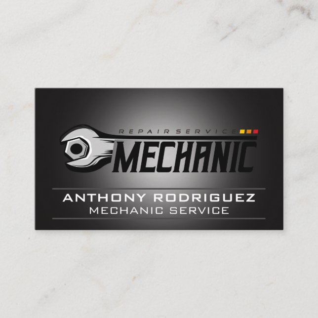 Cartão De Visita Mechanic Wrench | Car Repair Fix (Frente)