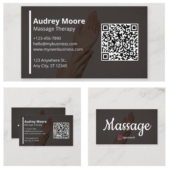 Cartão De Visita Média de Massagem Médica Pratica (Massage Therapy Reiki Practitioners Chiropractor Business Card
)