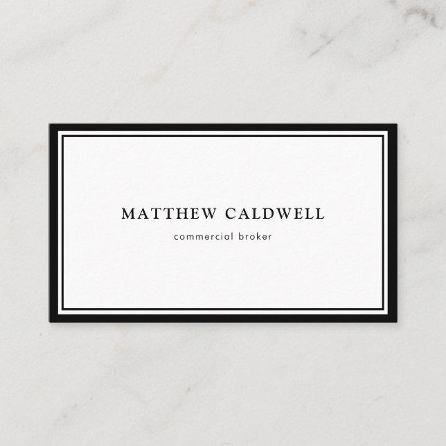 Cartão De Visita Mediador Imobiliário Mínimo Preto Moderno (Frente)